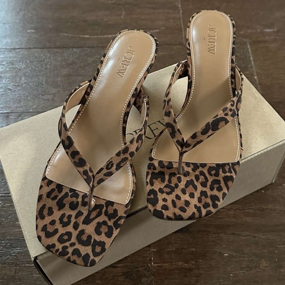 J.Crew-Microsuede kitten-heel sandals-leopard print-size 7.5 New in box. - Picture 4 of 13